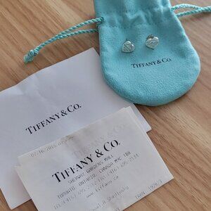 TIFFANY & CO. Heart Tag Stud Earrings Sterling Silver
